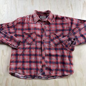 Vintage Wilderness Flannel Shirt Mens XL Plaid Long Sleeve Button Up Workwear